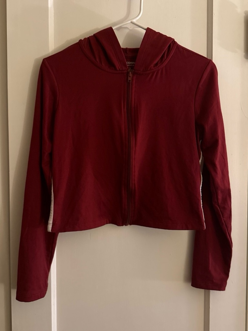 Cropped Maroon Hooded Zip Jacket